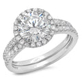 14K White Gold Halo Diamond Engagement Ring Set Y54766