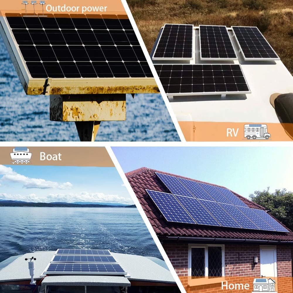 200W 12V Monocrystalline Solar Panel Starter Kit with 20A Charge Controller D130