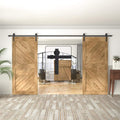 5FT Sliding Barn Door Hardware Kit for Double Doors Black U28214
