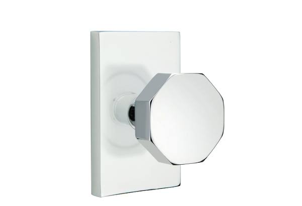 Double Dummy Octagon Knob with Modern Rectangular Rose, Bright Chrome C921053