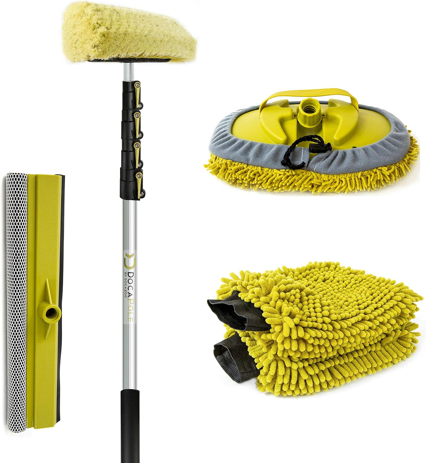 6-24 Foot Car Cleaning Kit with Soft Car Wash Brush, Car Squeegee, Car Wash Mitt, Microfiber Cleaning Head & Extension Pole Q543