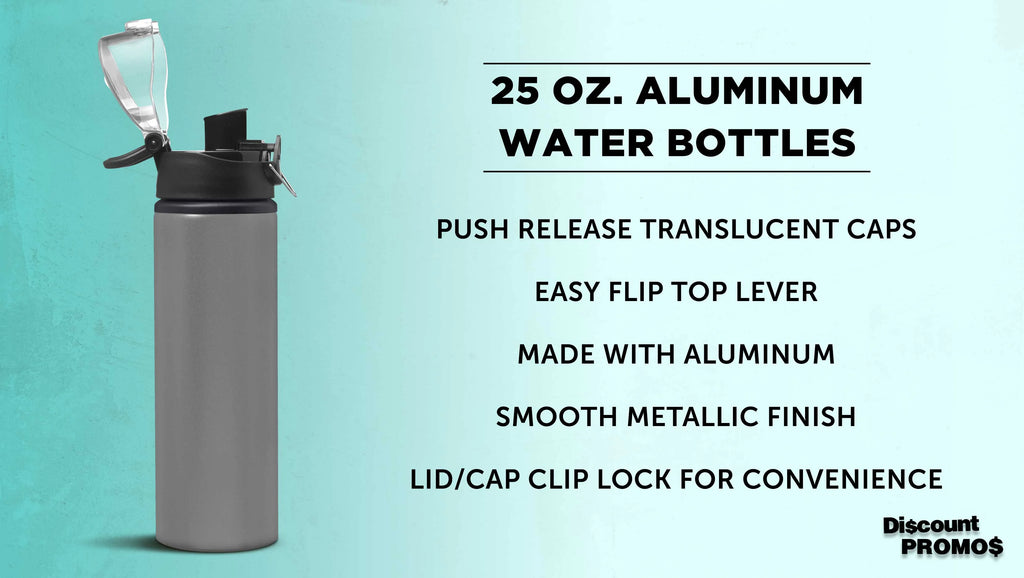 25 oz Aluminum Water Bottle 6 Pack with Carabiner L945