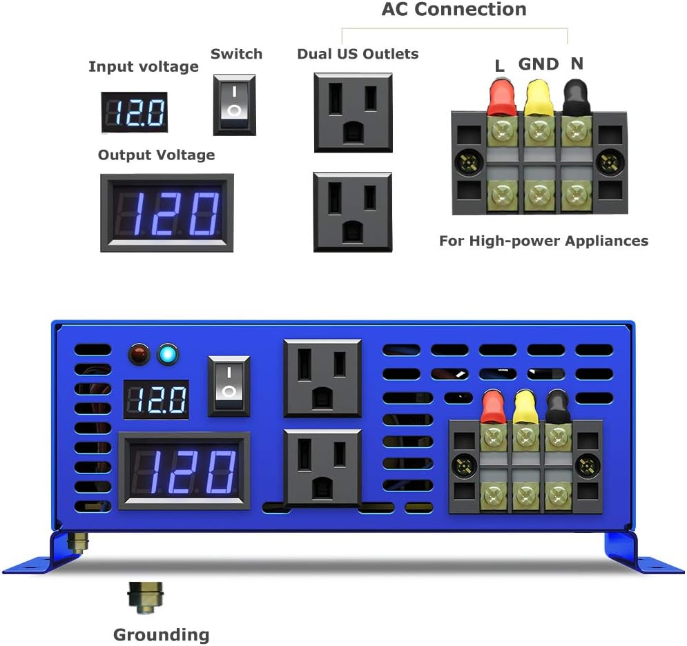 4000 Watt Pure Sine Wave Power Inverter 12V to 120V AC U50664