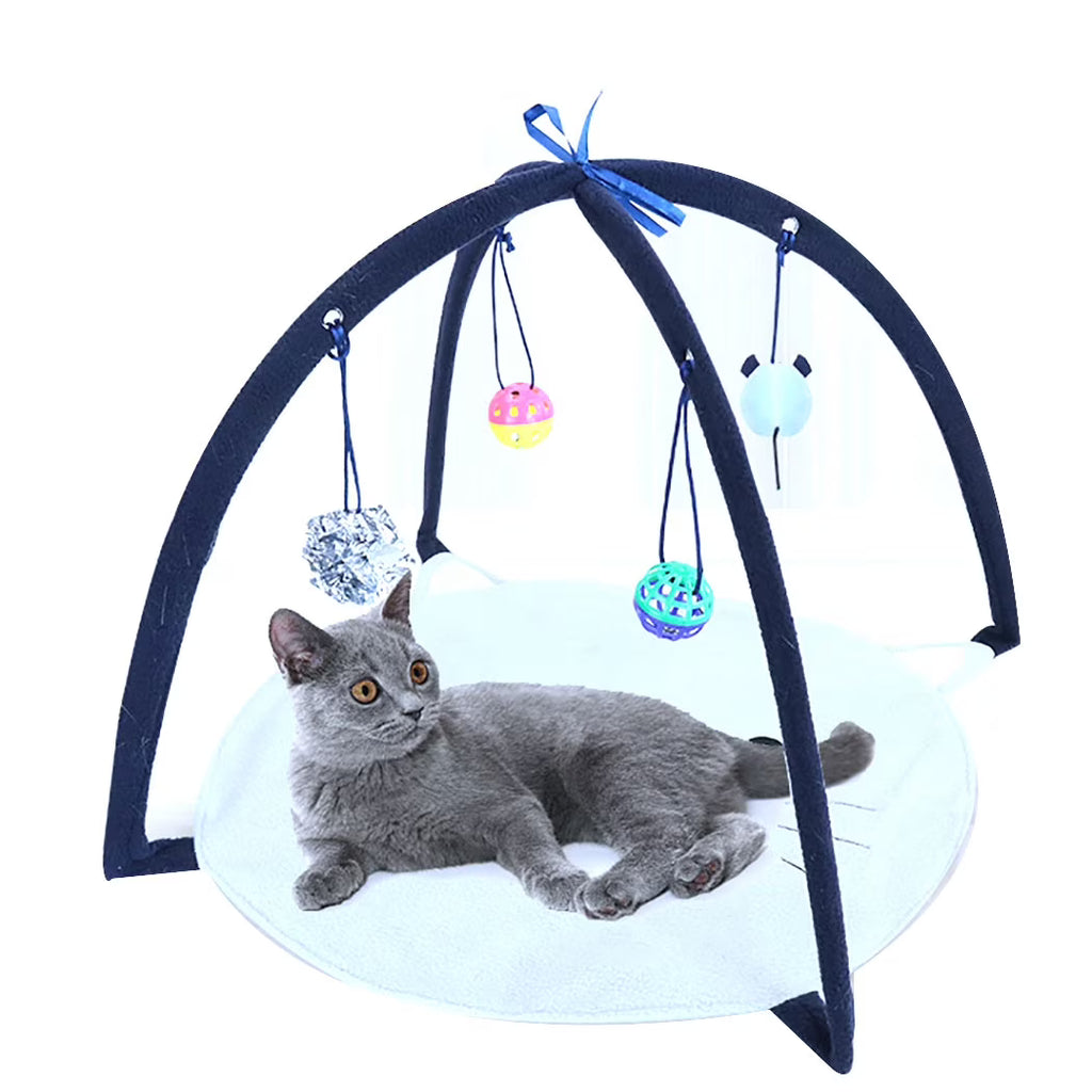 Foldable Cat Play Tent with Hanging Toys W396