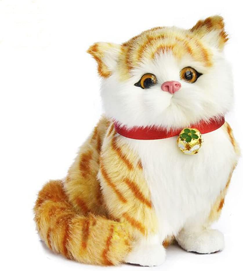 Gray Tabby Furry Kitten Plush with Meowing Voice S74728
