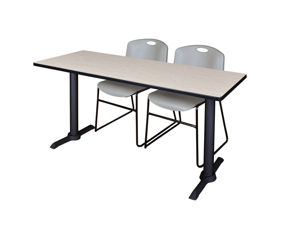 Maple Training Table with 2 Grey Stack Chairs F977