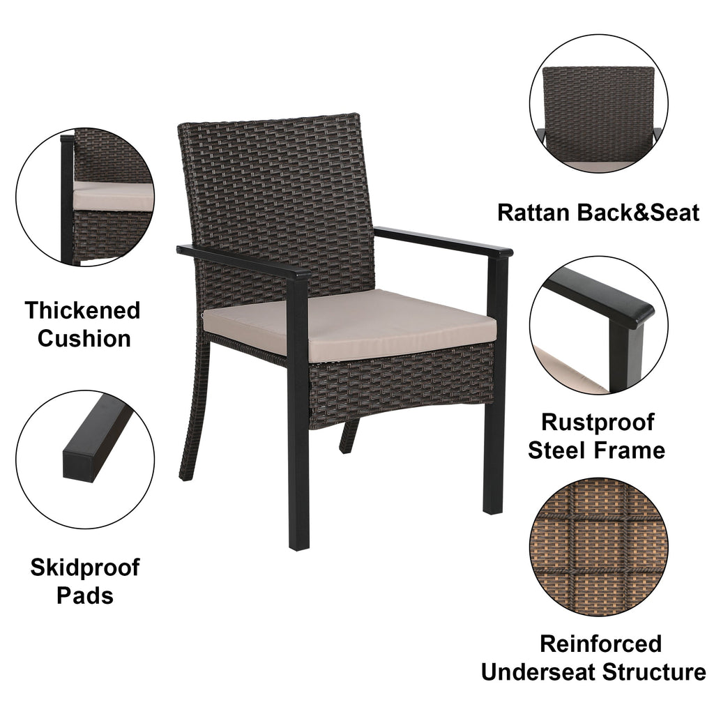 7 Pieces Wicker Outdoor Patio Dining Set B674