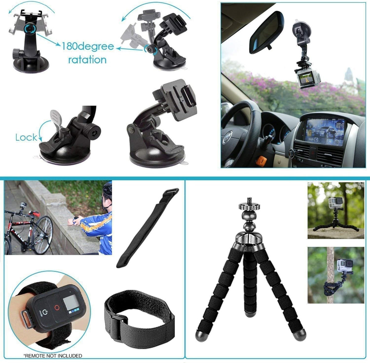 Red Waterproof Camera Action Bundle with 50 Piece Accessory Kit V834