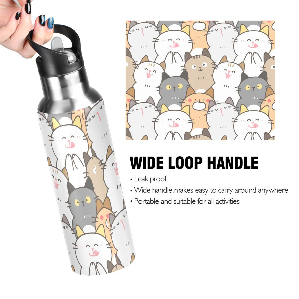 Stainless Steel Insulated Vacuum Flask Water Bottle with Straw Lid G2412