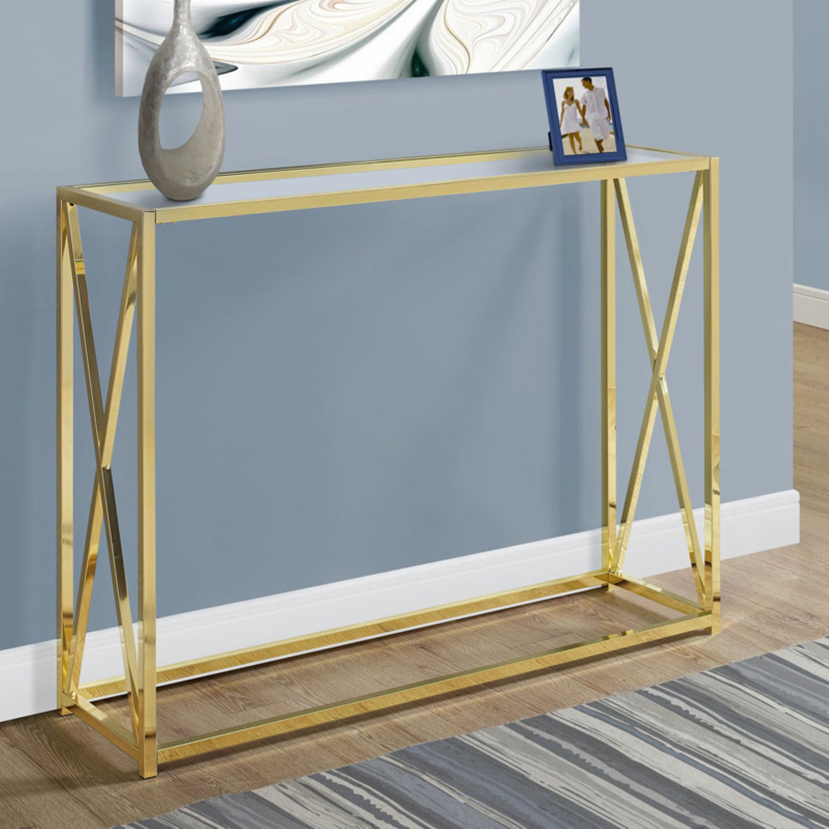 Metal Chrome Narrow Accent Table U5538