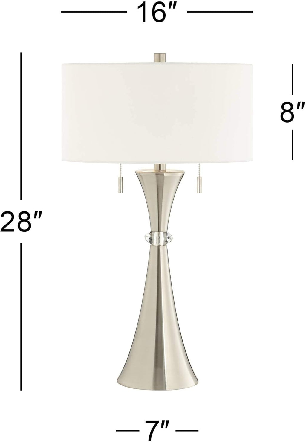 Silver Metal White Drum Shade Table Lamps Set of 2 K875471