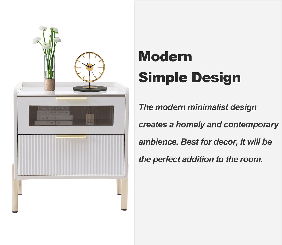 White 2 Drawer Wood End Table I521582