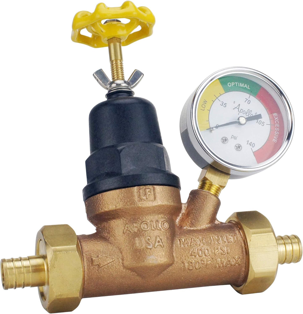 Water Pressure Regulator with Gauge, Bronze, Pack of 2 U6730