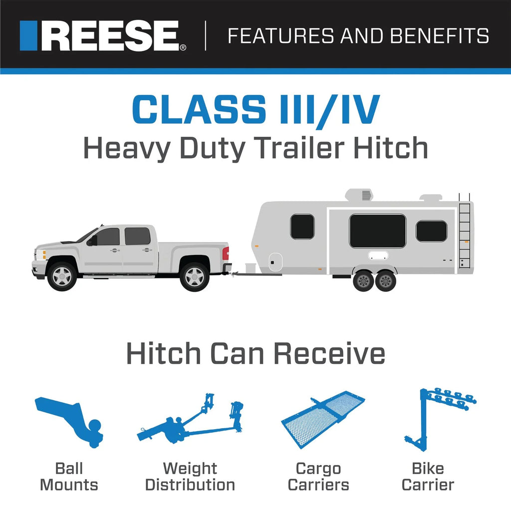 Class 3 Trailer Hitch, 2 Inch Square Receiver, Black D706594