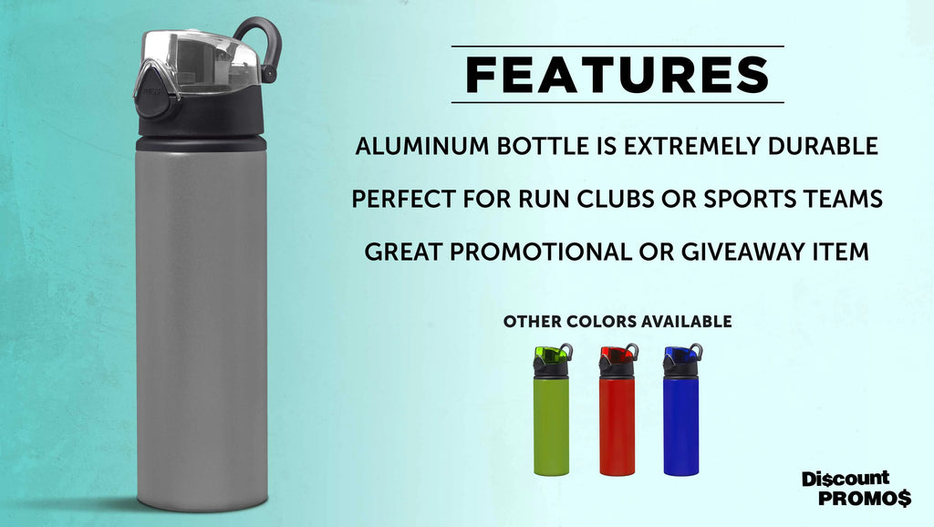 25 oz Aluminum Water Bottle 6 Pack with Carabiner L945
