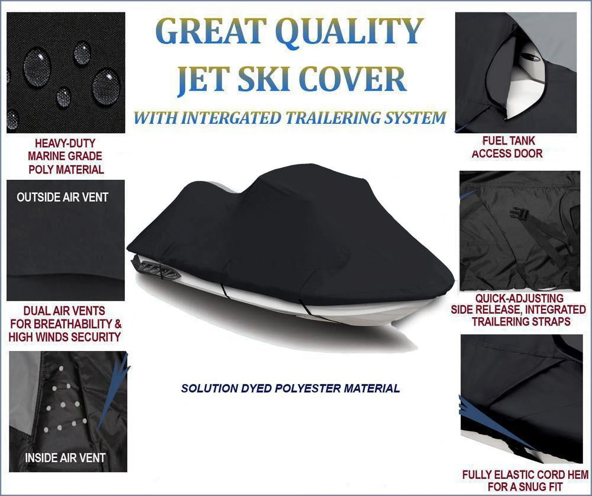 Black 600 Denier JetSki Cover E933564