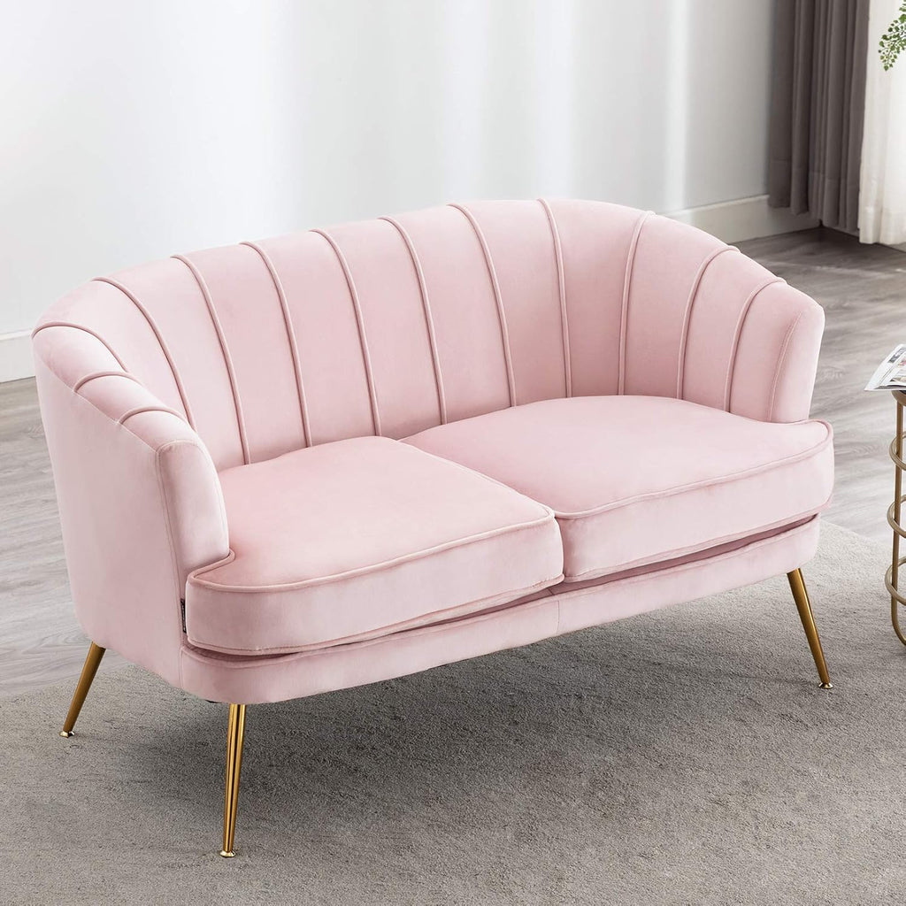 Caramel Velvet 2-Seat Sofa with Metal Legs Y3976