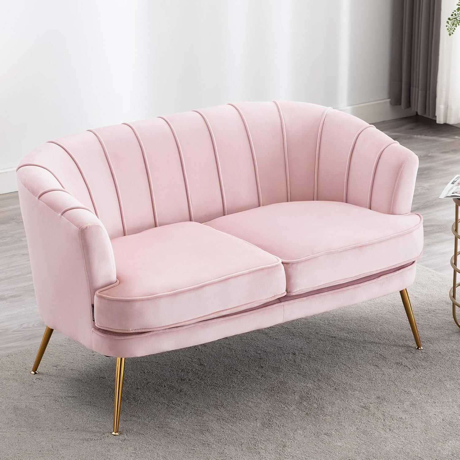 Caramel Velvet 2-Seat Sofa with Metal Legs Y3976