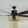 48 Retro Industrial Cage Ceiling Fan with Lights and Remote B374214