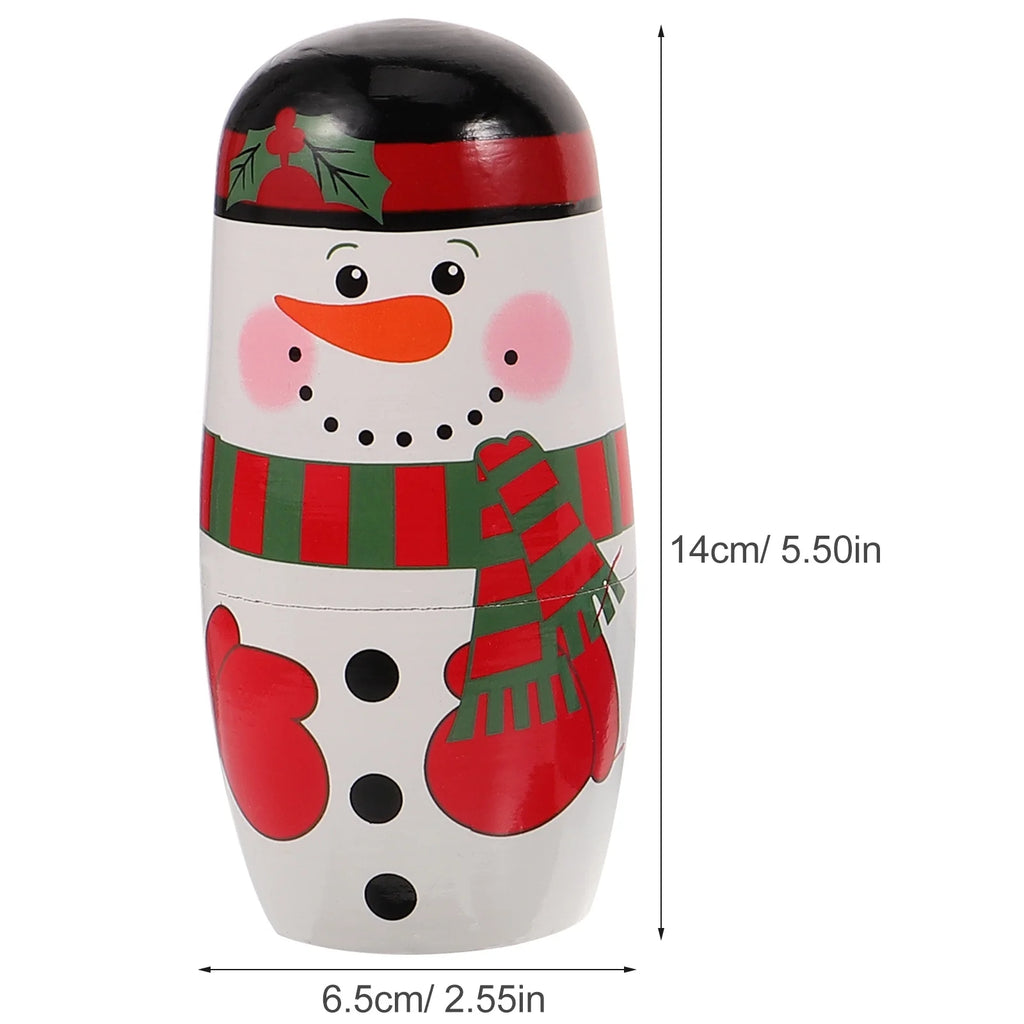 Set of 4 Wooden Snowman Toy Dolls W728789