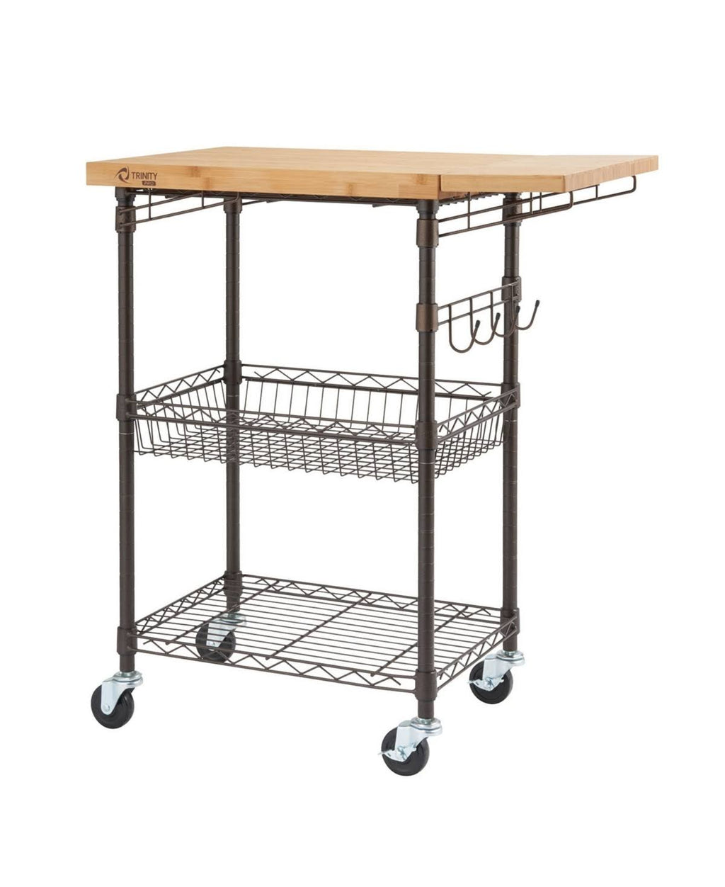 Bamboo Kitchen Cart in Bronze Anthracite - Brown - Wood R81421