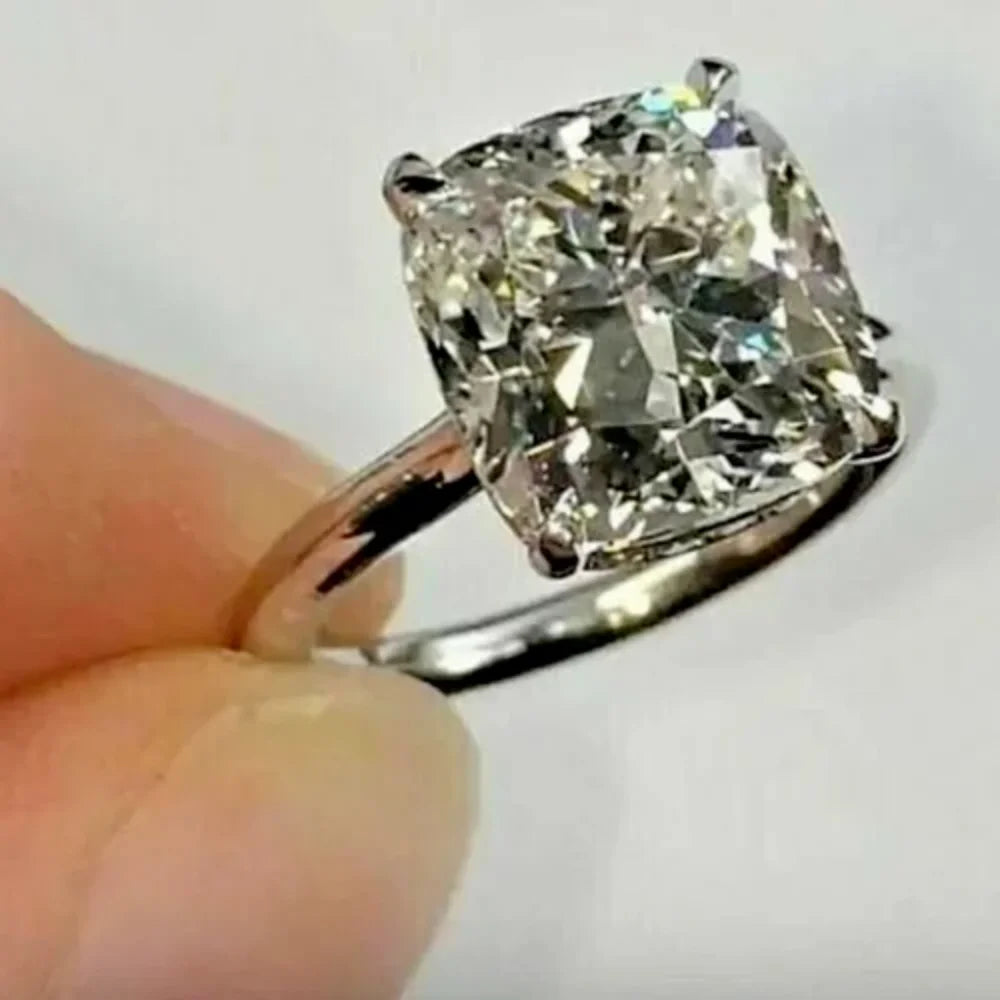 14K White Gold Plated Moissanite Solitaire Ring P316