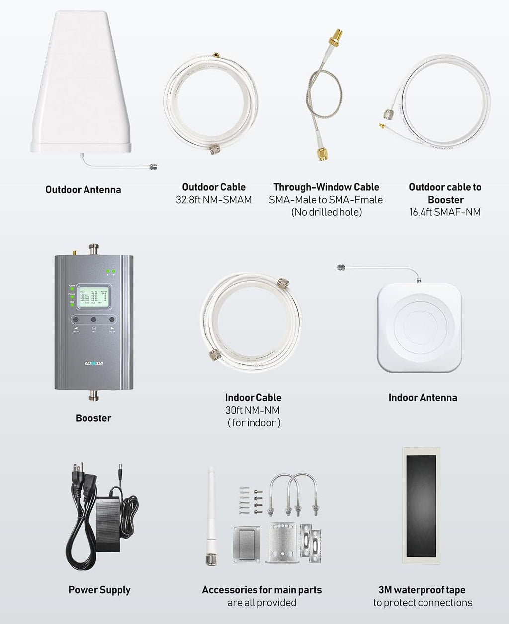 Cell Phone Booster, 4,000 sq ft, 5G Compatible U950148