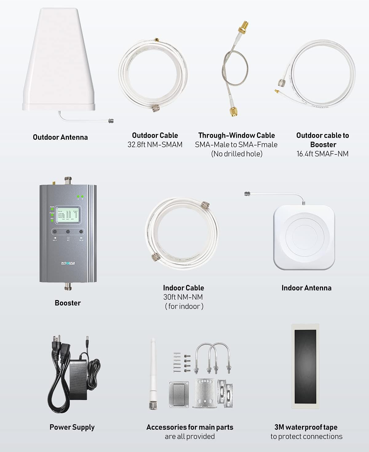 Cell Phone Booster, 4,000 sq ft, 5G Compatible U950148