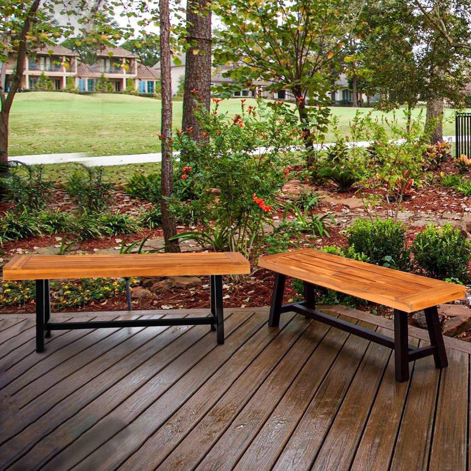 2pc 63x22 Acacia Wood Benches F430674