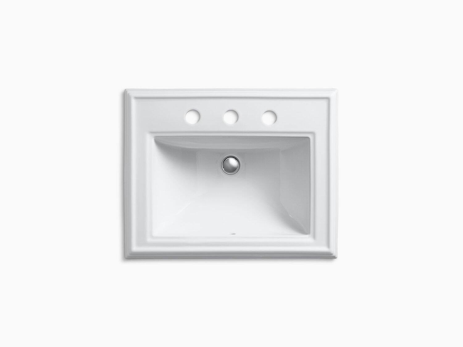 Cashmere Drop-In Bathroom Sink with 8 In. Widespread Faucet Holes B256402