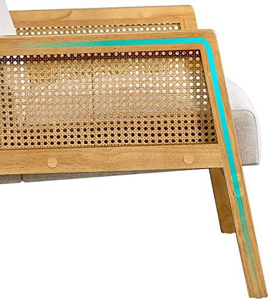 Beige Linen Accent Chair with Wood Legs N47690