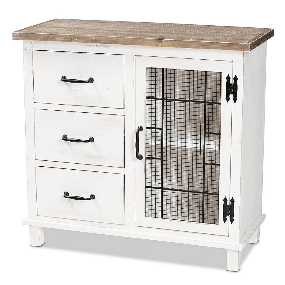 3-Drawer Storage Cabinet in White/Multi D6951