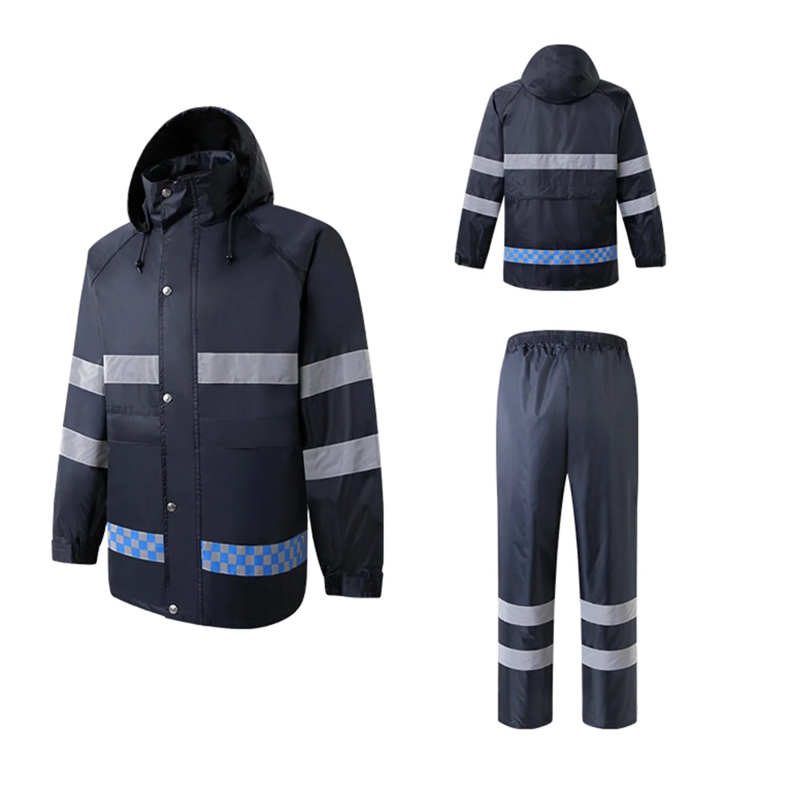 High Visibility Reflective Waterproof Raincoat Suits Rain Gear Motorcycle Cycling Rain Poncho Jacket Hooded Rainwear Four Season XXL A531