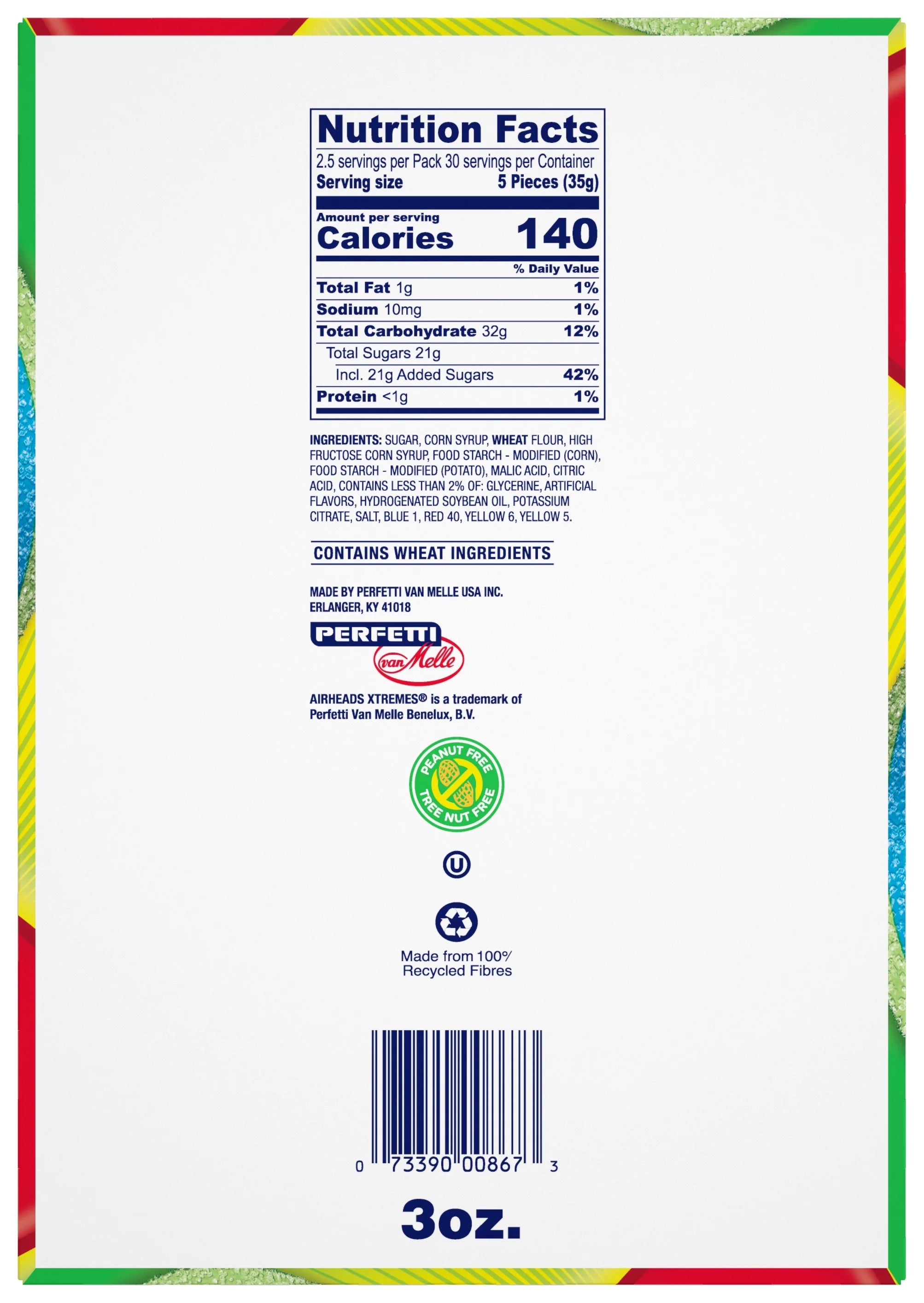 Sweetly Sour Candy Belts, Rainbow Berry, 12 Count I50497