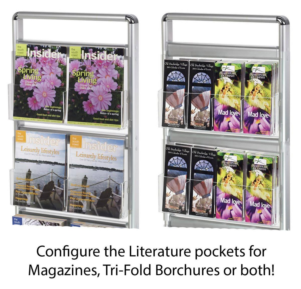 Silver Aluminum 8 Shelves Brochure or Magazine Stand G8385