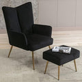 Black Velvet Accent Chair with Ottoman N78971