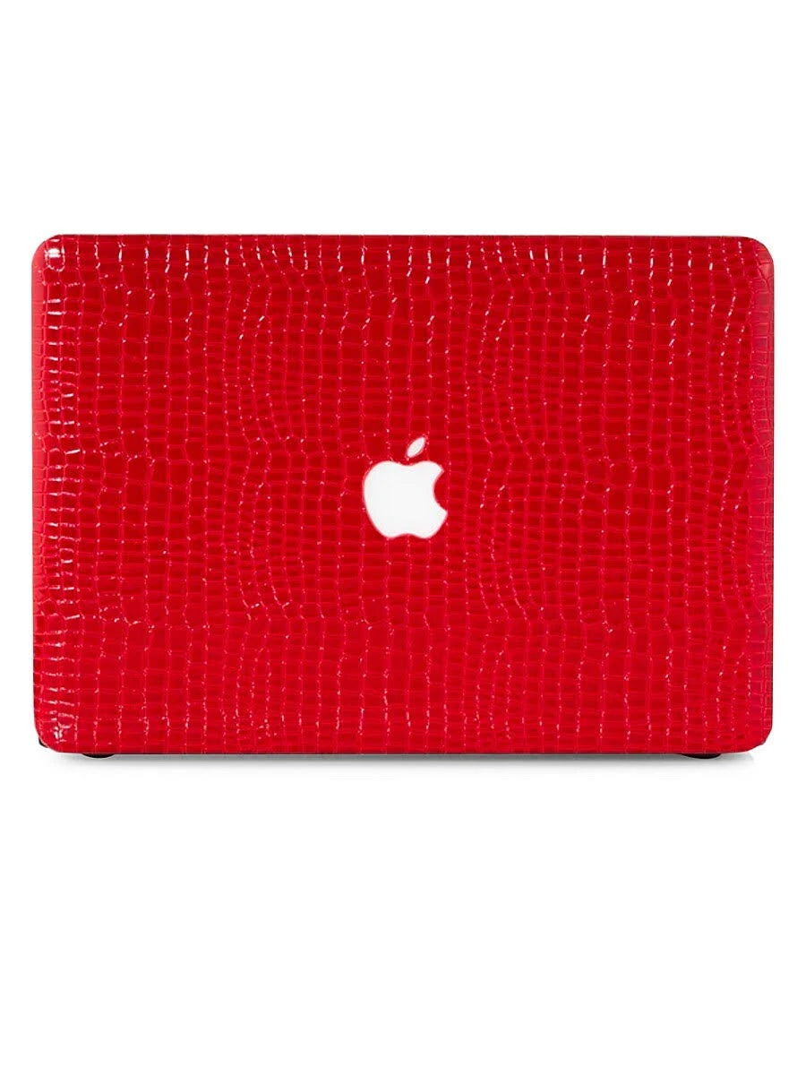 Crimson Crocodile-Embossed MacBook Case V898122