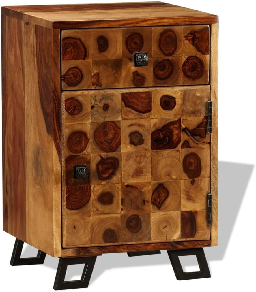 Solid Sheesham Wood Nightstand with Drawer U190668