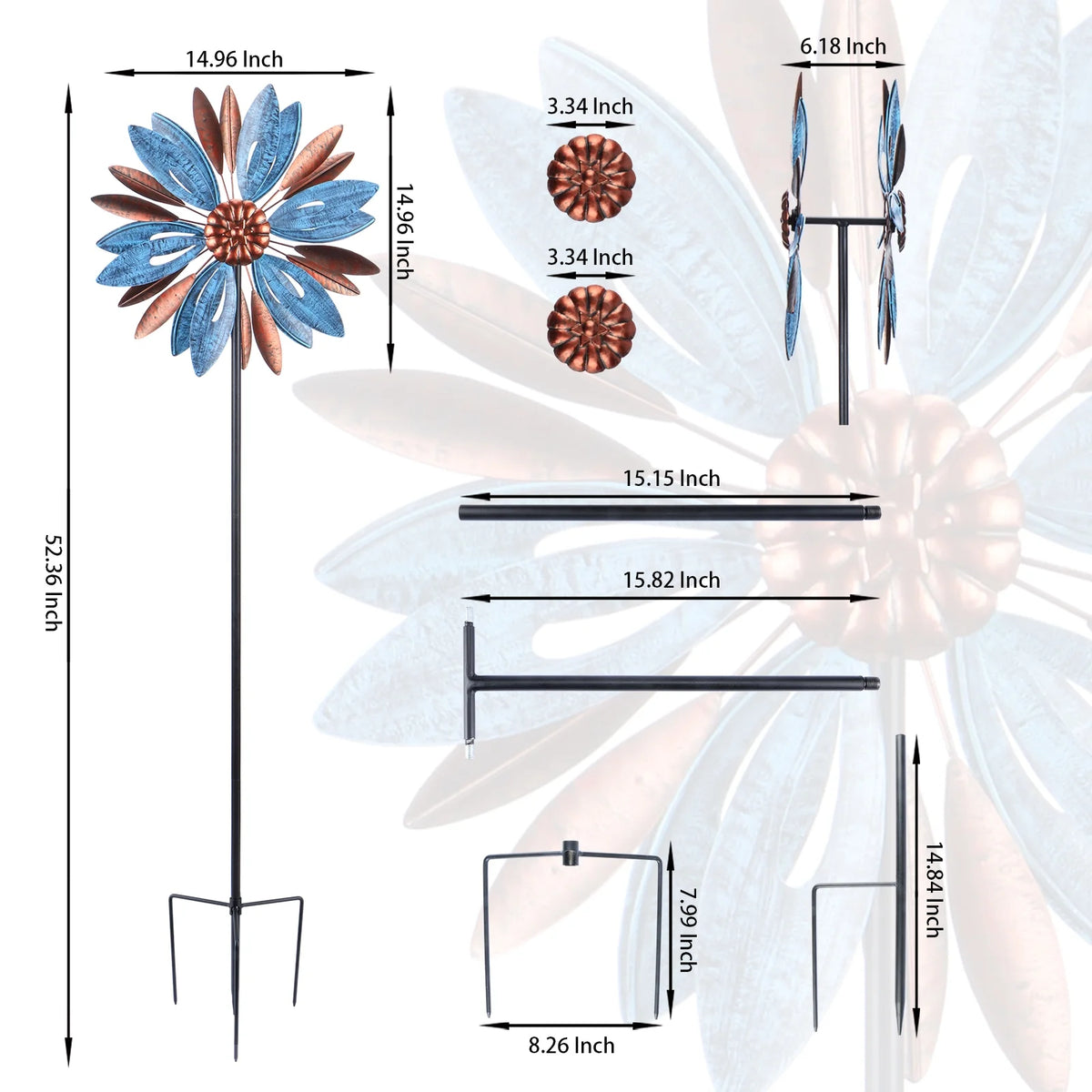 Metal Wind Spinner for Patio Lawn Garden Yard Art Decor Q131