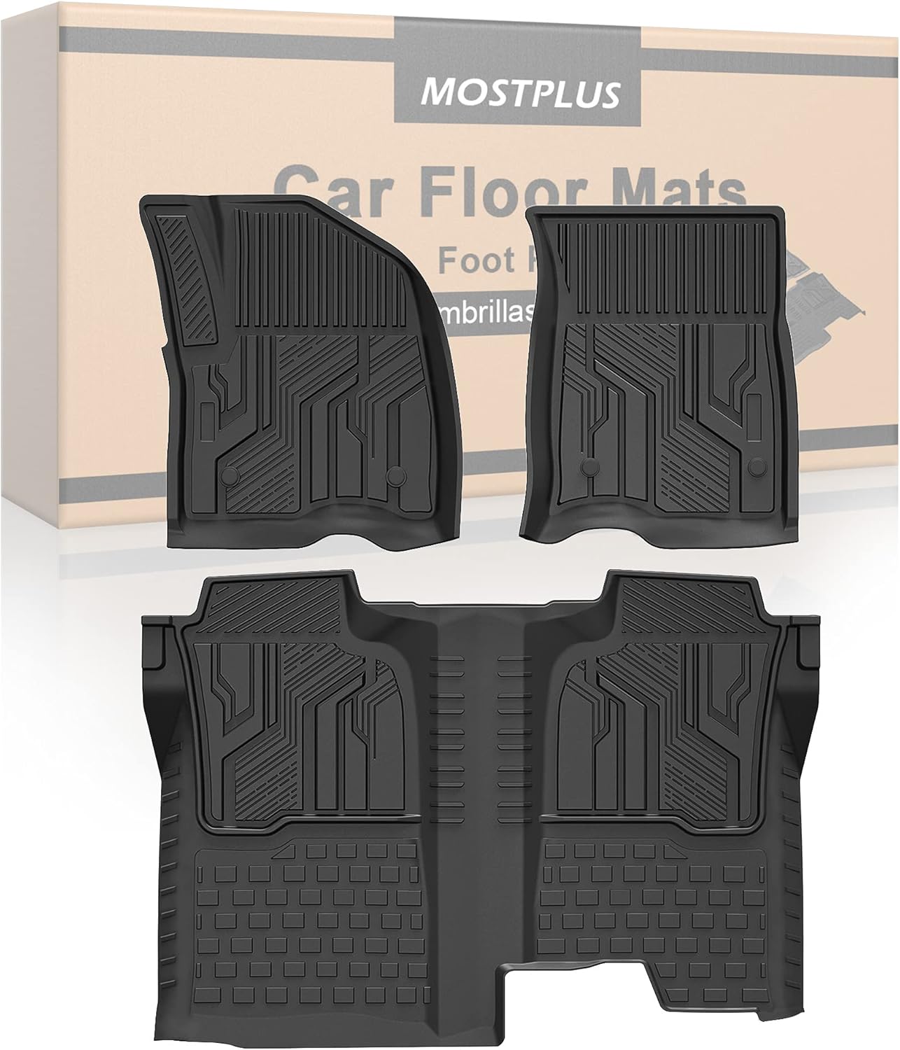 Rubber Seat TPE Floor Liners Mats for Chevrolet Silverado 1500 GMC Sierra Crew Cab Front Rear Rows F8440