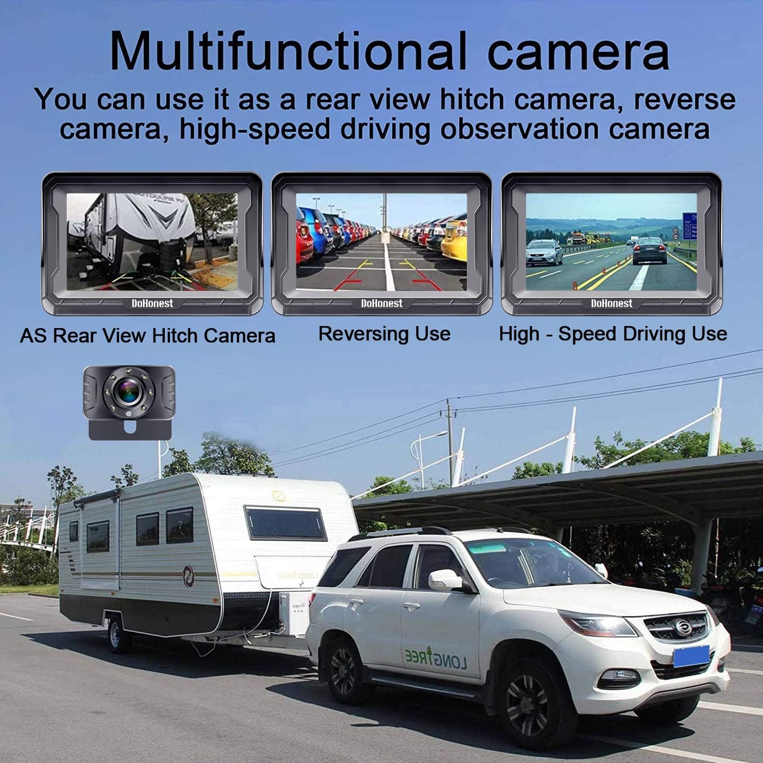 HD 1080P 7 LED Night Vision Reverse Camera with LCD Monitor, Pack of 2 B919
