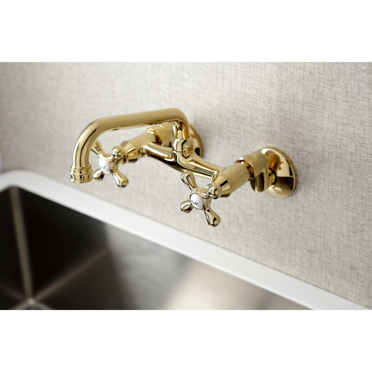 Polished Nickel Two Handle Wall Mount Kitchen Faucet I5011