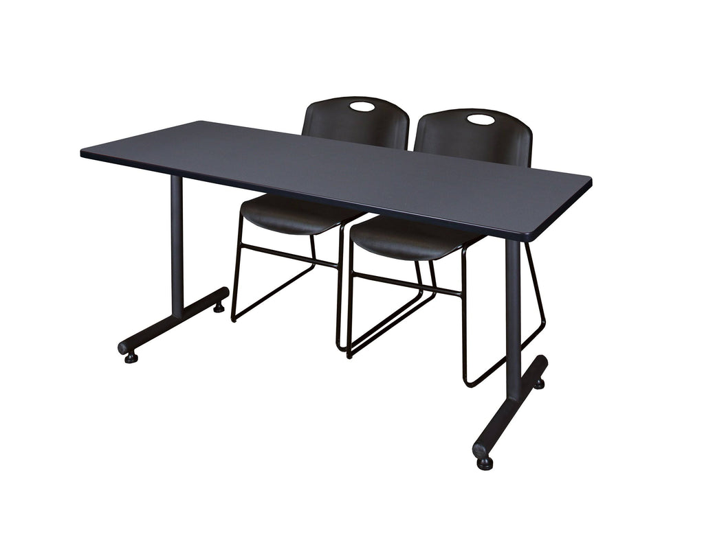 Grey Training Table with 2 Stack Chairs S483