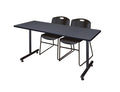 Grey Training Table with 2 Stack Chairs S483