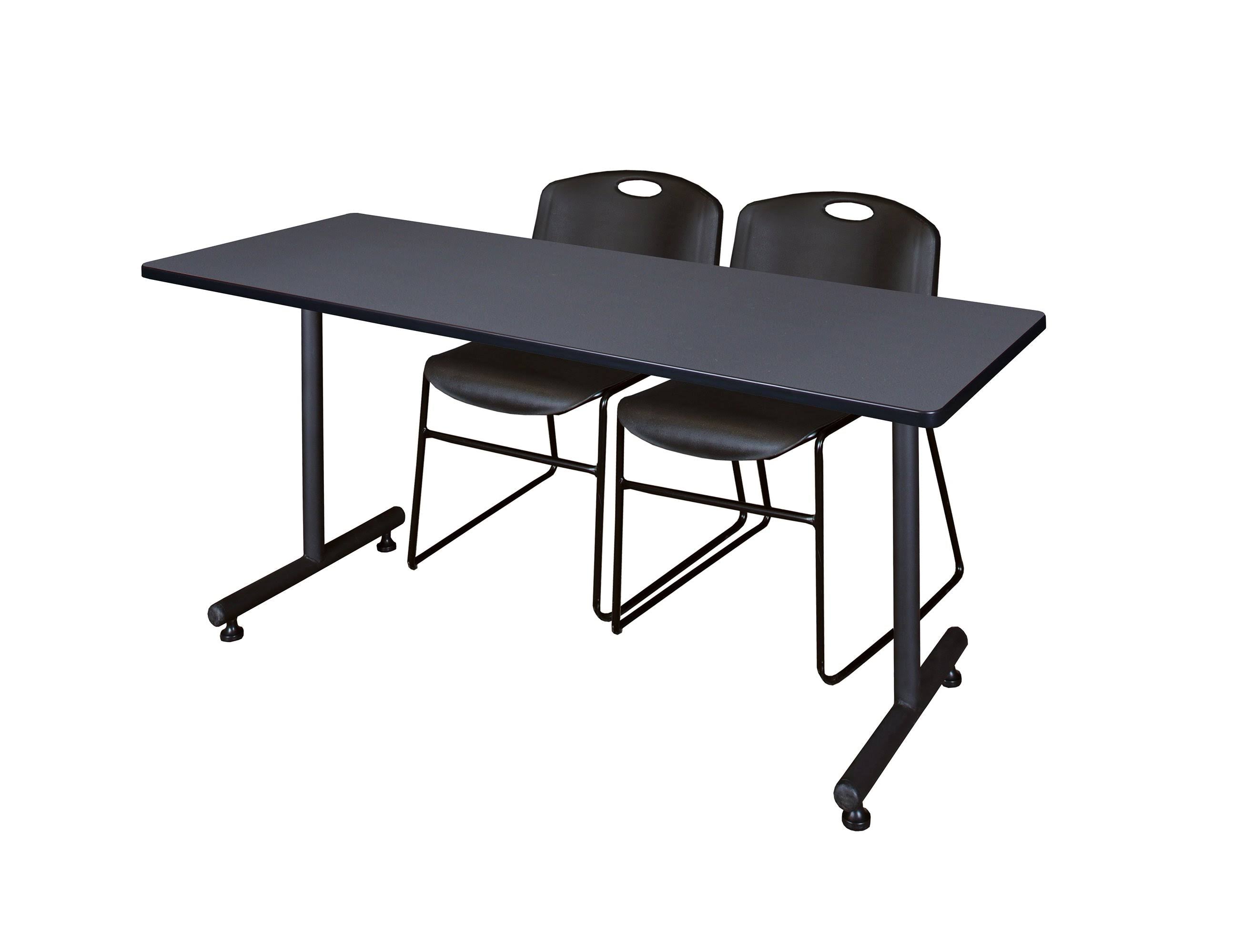 Grey Training Table with 2 Stack Chairs S483