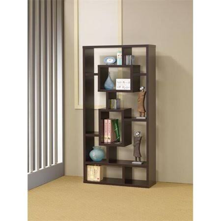 Brown Bookshelf with Rectangular Shelves D12320