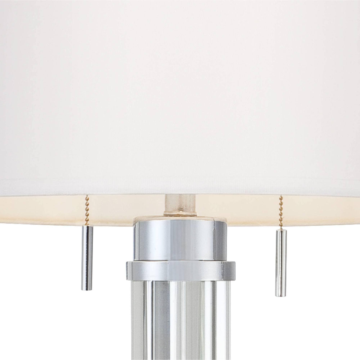 Modern Floor Lamp Steel Crystal Glass Column Linen Drum Shade E89631
