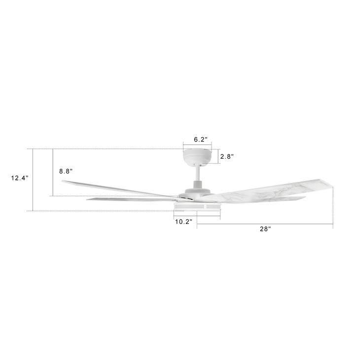 White Smart Ceiling Fan with Dimmable LED Light and Remote K88900