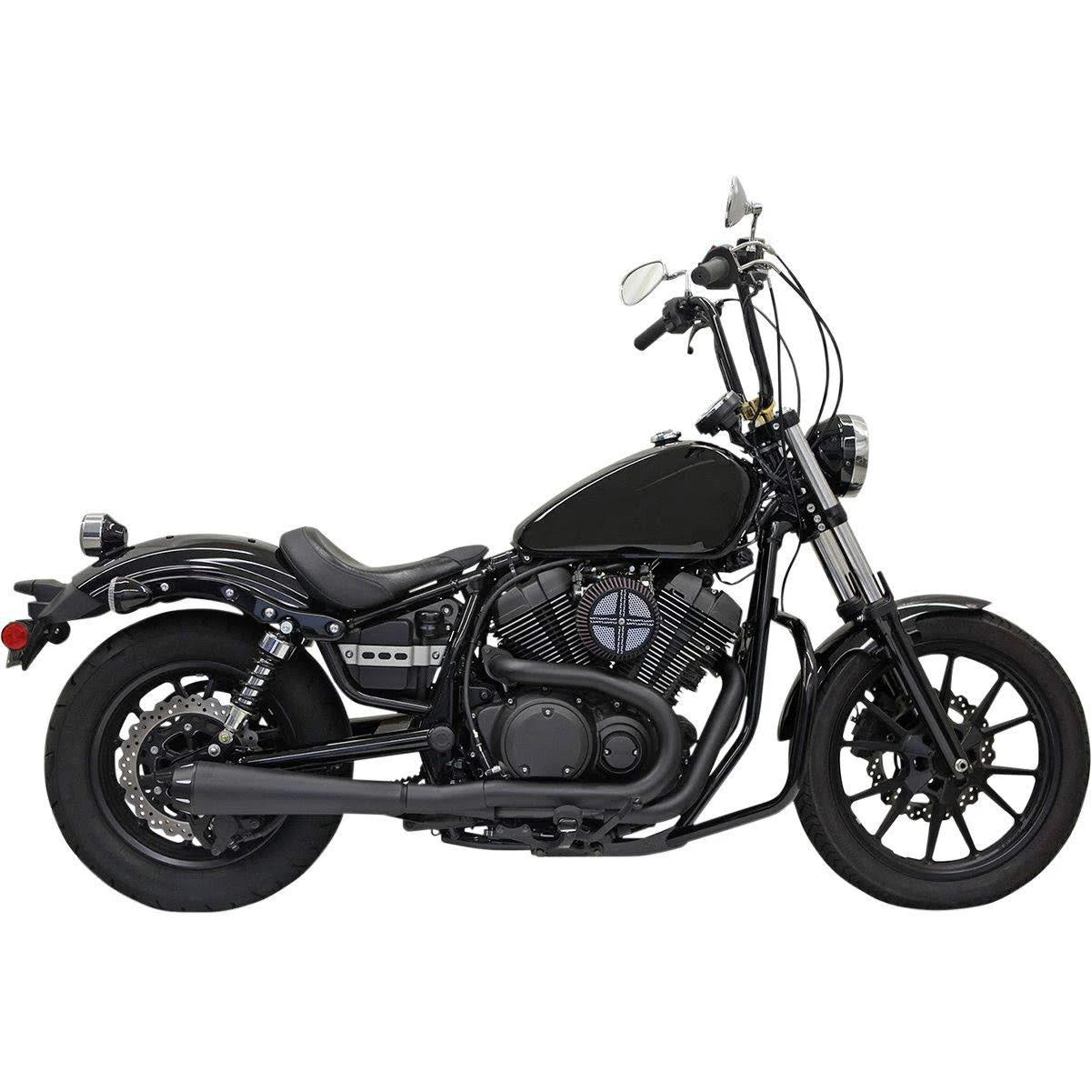 2-Into-1 Exhaust System with Standard Megaphone Muffler (Black) W526