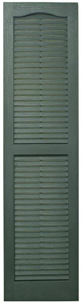 Green Pine Louvered Vinyl Exterior Shutters 2-Pack N600